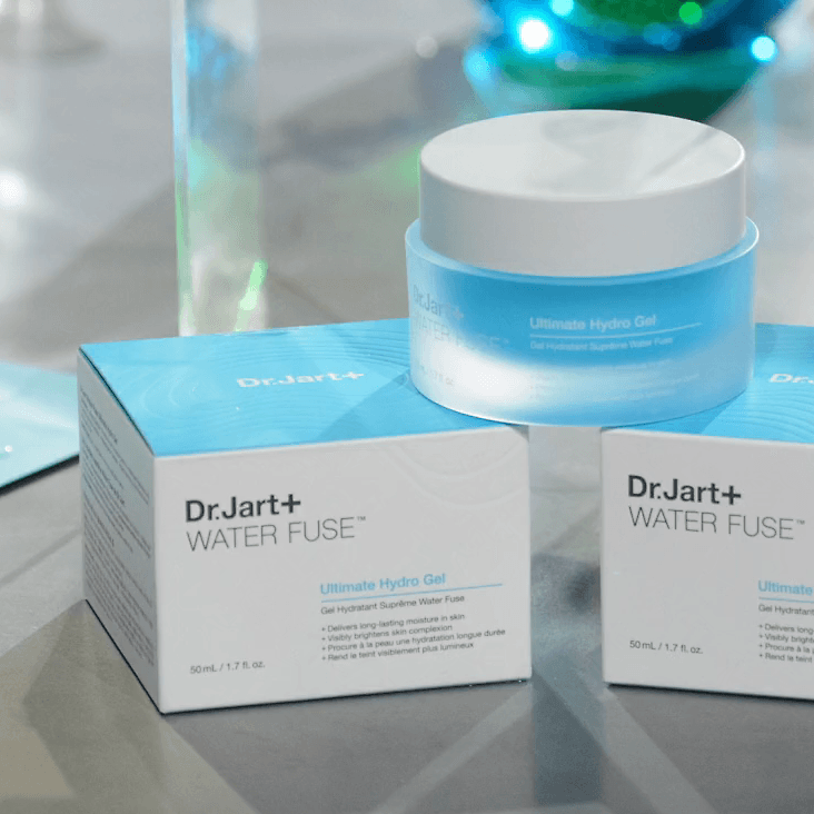 Dr. Jart+ Water Fuse 스킨케어 라인이 진열된 모습